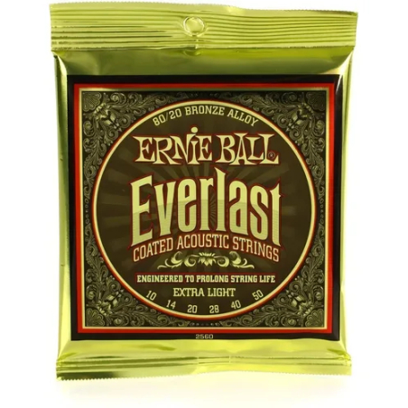 2560 ENCORDADURA P/GUITARRA ACUSTICA EVERLAST EXTRA LIGHT ERNIE BALL