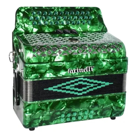 3012FAV ACORDEON BOTONE FA VERDE 3 REGISTROS 12 BAJOS FARINELLI