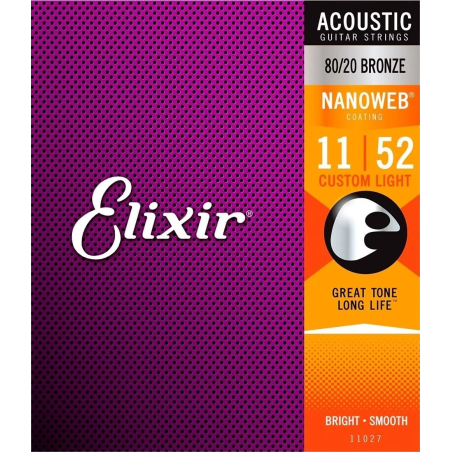 11027 JGO CUERDAS ACOUSTIC 80/20 BRZ NANOWEB COAT CSTM LIGHT 011-052 ELIXIR