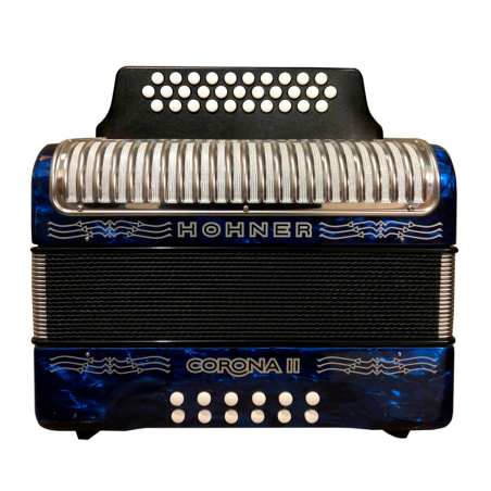 A5624 ACORDEÓN DIATÓNICO “CORONA II”  31 BOTONES Y 12 BAJOS AZUL OSCURO HOHNER