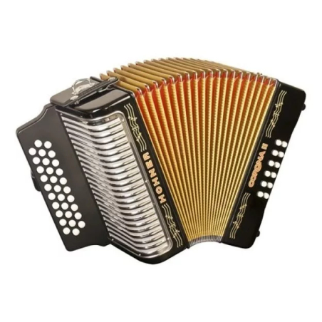 A56211 Acordeón Diatónico ''Corona II''  31 Botones y 12 bajos, Negro, Con Funda HOHNER