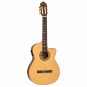 BAMBOO GC-39-NAT-Q-AR Guitarra Clásica Electroacústica 39” con Corte, Ecualizador 3 Bandas y Afinador Cromático
