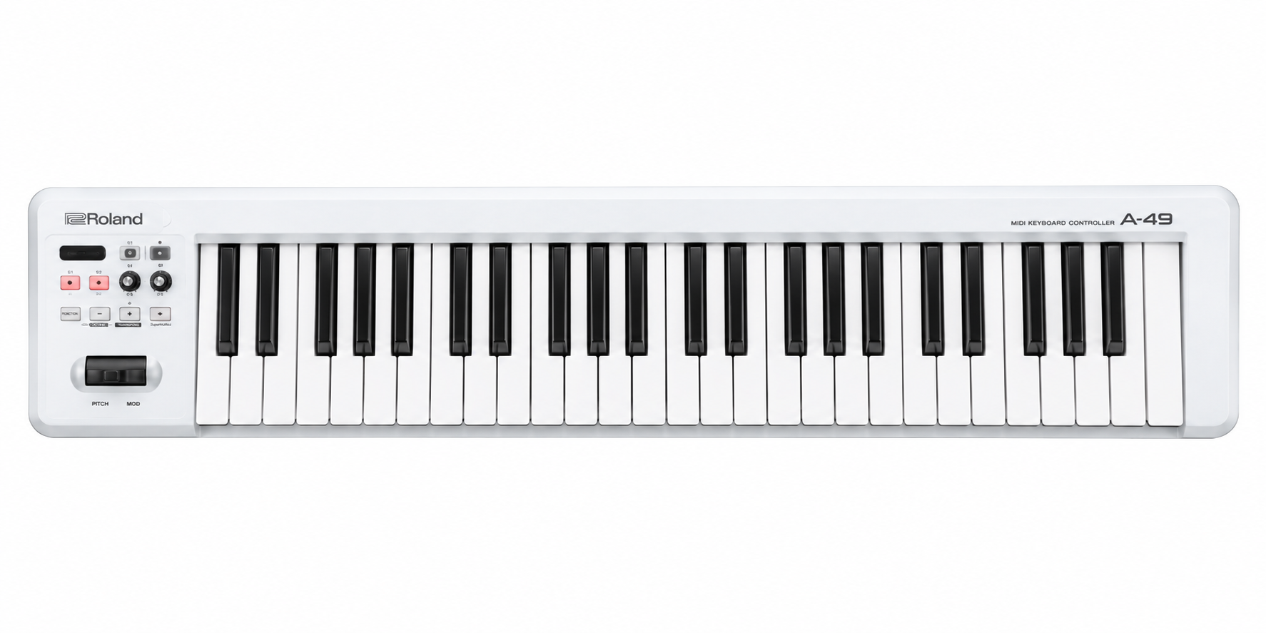 ROLAND A-49-WH Teclado Controlador MIDI de 49 Teclas Sensibles a la Velocidad, Blanco Perla