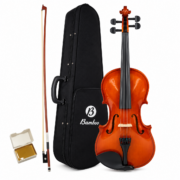 Violín Acústico Bamboo UV-L-44-BK 4/4 Negro Brillante con Estuche Rígido, Arco y Brea