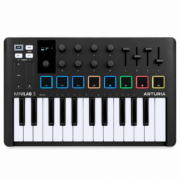 Controlador MIDI Arturia MiniLab 3 BK de 25 Teclas, USB-C, 8 Pads RGB y 8 Encoders — Negro