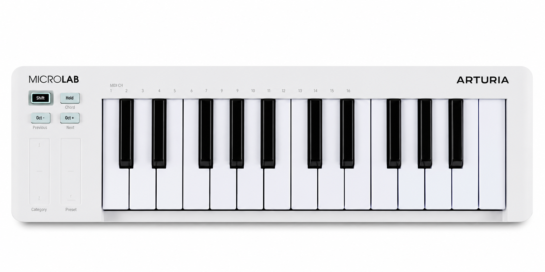 Controlador MIDI Arturia MicroLab Mk3 WI con USB y Software de Producción Musical — Blanco
